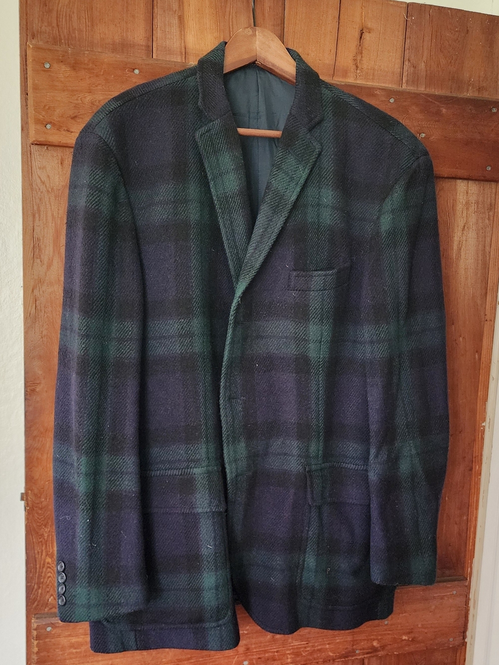Ralph Lauren Black & Dark Green Plaid Sport Coat
